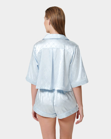 Helene Luxury Satin Short Pyjama Set Ice Water Blue
