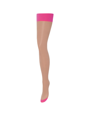 Back Seam Leg/Plain Top Stockings Sheer/Pink