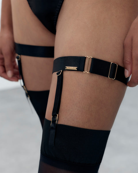 Waist Wide Suspender Belt High Waist Garter Black Stockings And