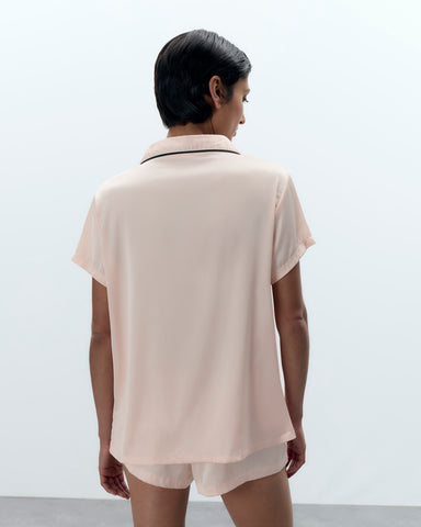 Abigail Shirt and Short Set Pale Pink/Black