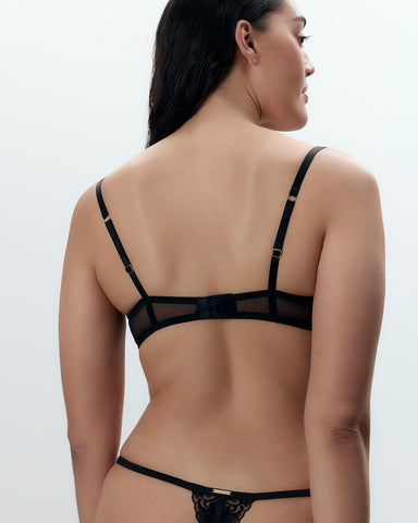 Marseille Embroidered Sheer Bra Black