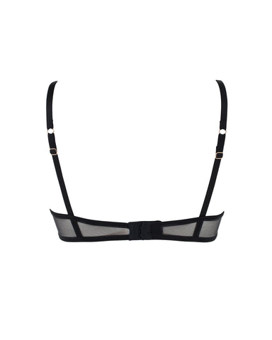 Marseille Embroidered Sheer Bra Black