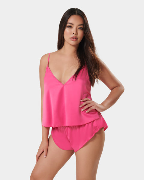 Faye Luxury Satin Cami and Short Set Fuchsia Pink – Bluebella