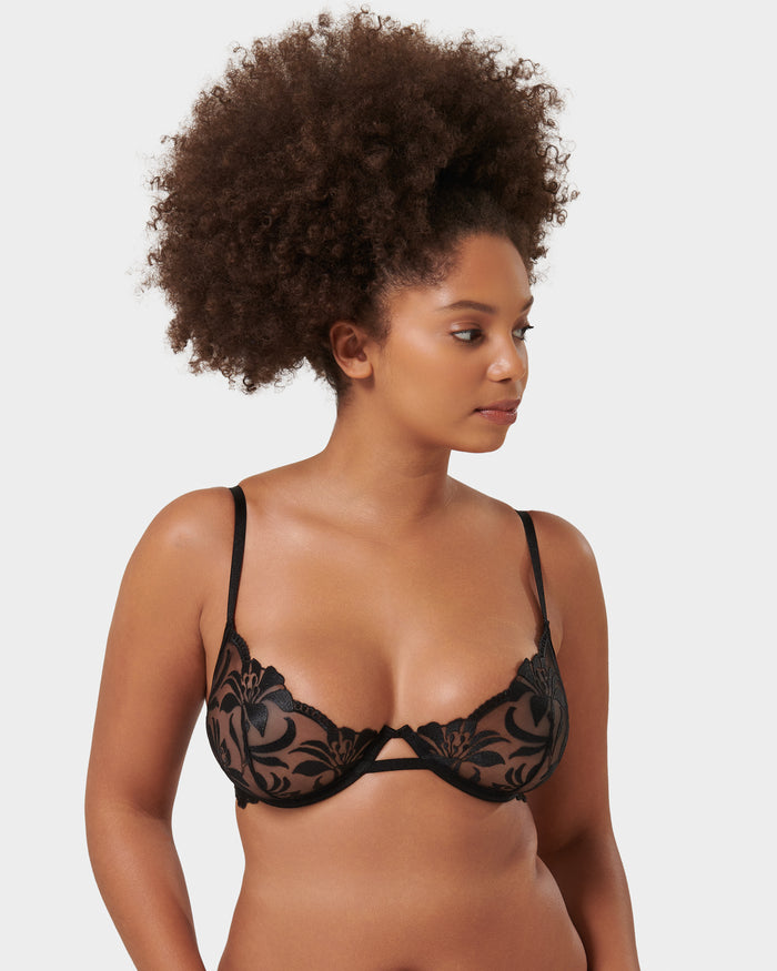 bluebella Leonora Floral Embroidered Bra Black