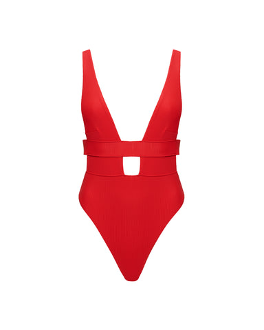 Lucerne Costume Intero Plunge Rosso