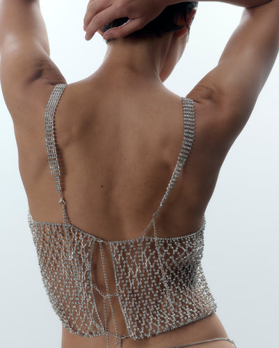 Elsa Diamond Lattice Cami Silver/Clear