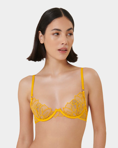 Laurel Leaf Embroidered Bra Gold