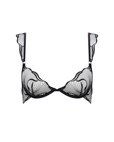 Marabel Embroidered Sheer Bra Black