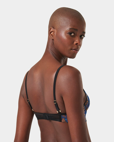 Lyandra Floral Embroidered Bra Blue