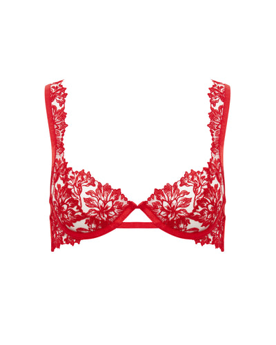 Samara Embroidered Bra Red