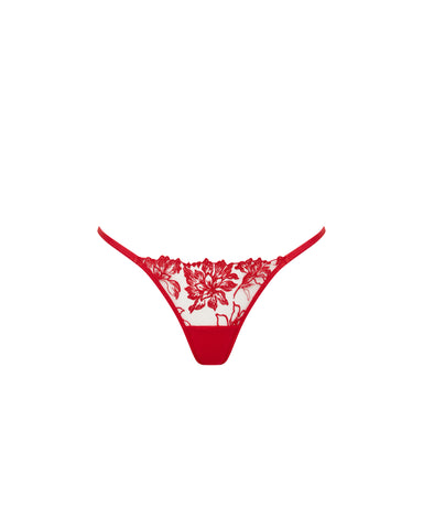 Samara Embroidered Thong Red