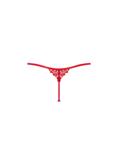Samara Embroidered Thong Red