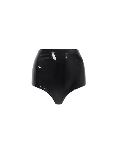 Latex High-Waist Hotpants Schwarz