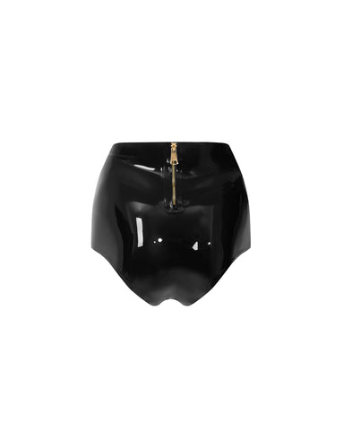 Latex High-Waist Hotpants Schwarz
