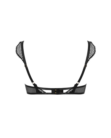 Gabriella Floral Embroidered Bra Black
