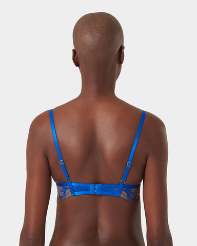Monique Floral Embroidered Bra Blue