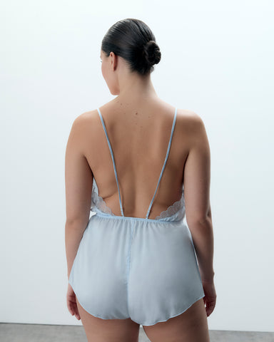 Vermont Luxury Satin Teddy Ice Water Blue