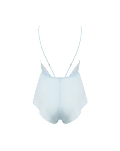 Combishort Vermont en Satin Luxueux Bleu Eau Glacée