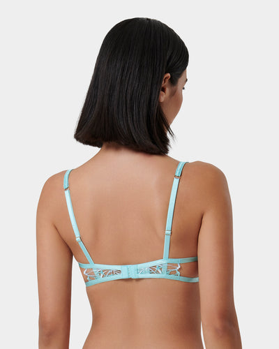 Lilly Floral Embroidered Bra Blue