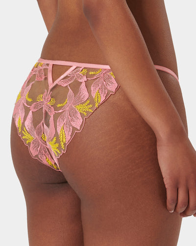 Patrice Sheer Floral Brief Pink/ Yellow