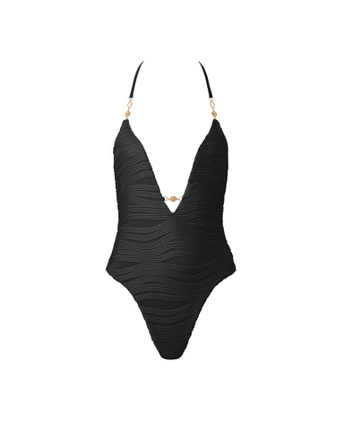 Maillot de Bain Plongeant Orta Noir
