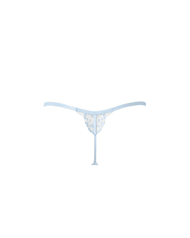 Marisa Embroidered Sheer Thong Blue