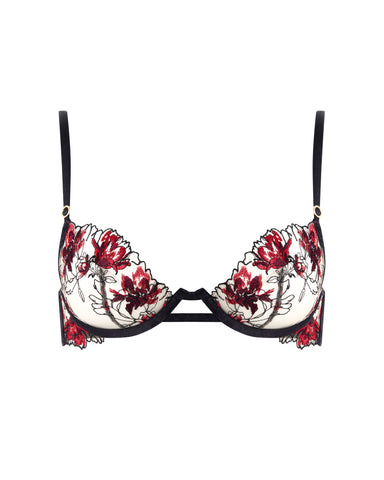 Calista Sheer Floral Bra Black/Cherry