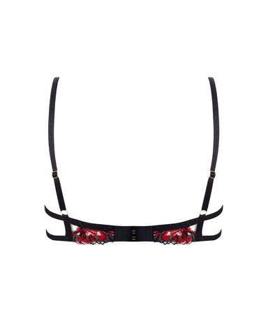 Calista Sheer Floral Bra Black/Cherry