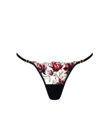 Calista Sheer Floral Brief Black/Cherry