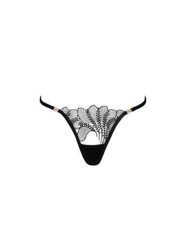 Sadiya bestickter transparenter Slip in Schwarz