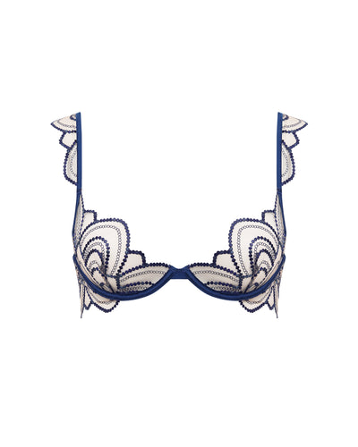 Soraya Embroidered Sheer Bra Blue