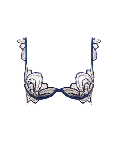 Soraya Embroidered Sheer Bra Blue
