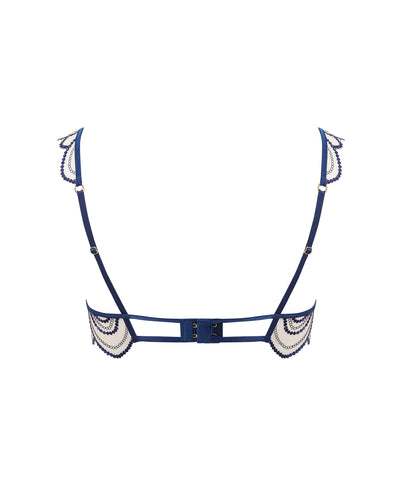Soraya Embroidered Sheer Bra Blue
