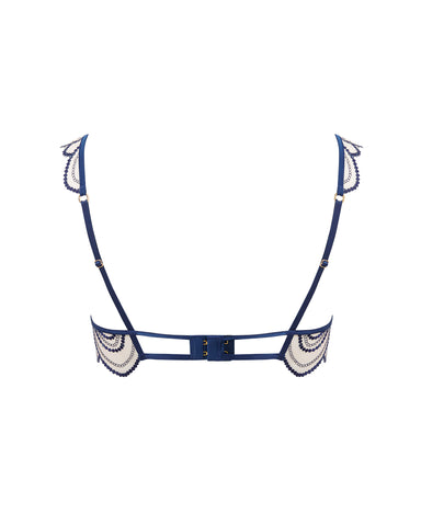 Soraya Embroidered Sheer Bra Blue