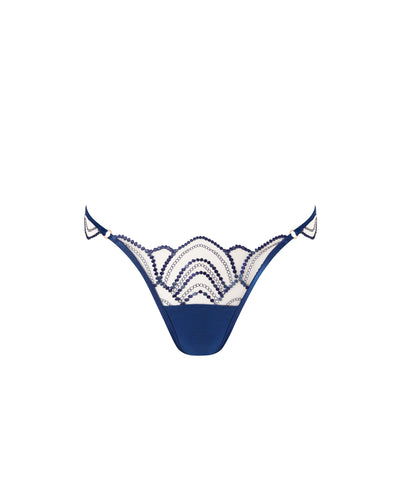 Soraya Embroidered Sheer Brief Blue