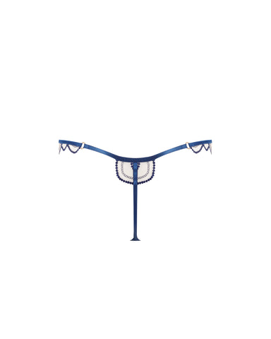 Soraya Embroidered Sheer Thong Blue