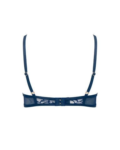 Laurel Reggiseno Ricamato a Foglie Blu Navy