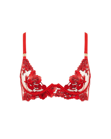 Lavanya Reggiseno Longuette Ricamato Rosso