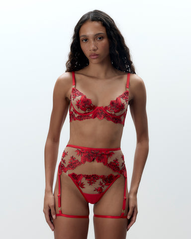Lavanya Suspender Thigh Harness Red