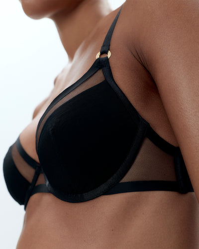 Naomi Moulded Mesh Bra Black