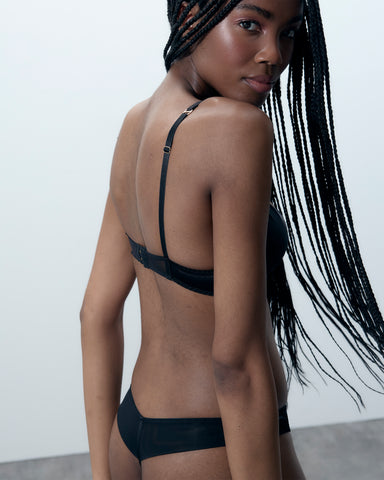 Verona Satin Push Up Bra Black