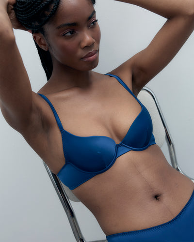 Verona Satin Push Up Bra Navy