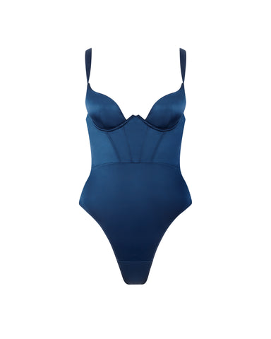 Verona Satin-Push-Up-Body in Marineblau