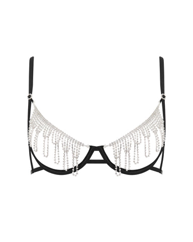Estelle Reggiseno Aperto con Gemme Nero/Argento