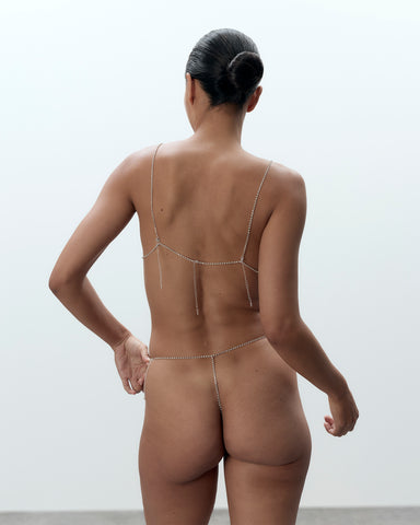 Estelle Open Diamante Thong Silver