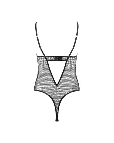Noor transparenter Mesh-Bodysuit Schwarz