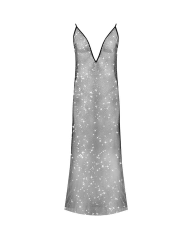 Noor Sottoveste in Mesh Trasparente/Nera
