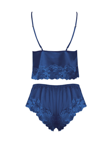 Isabella Satin-Set mit Camisole & Shorts in Navy