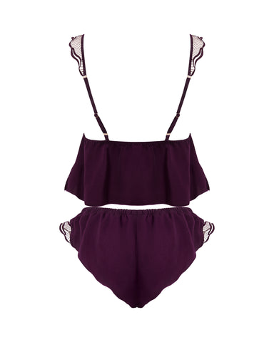 Marabel luxuriöses Satin transparentes Camisole- und Short-Set Kirschrot