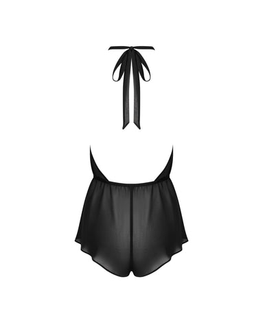 Combishort Marisa en Mousseline transparente Noir